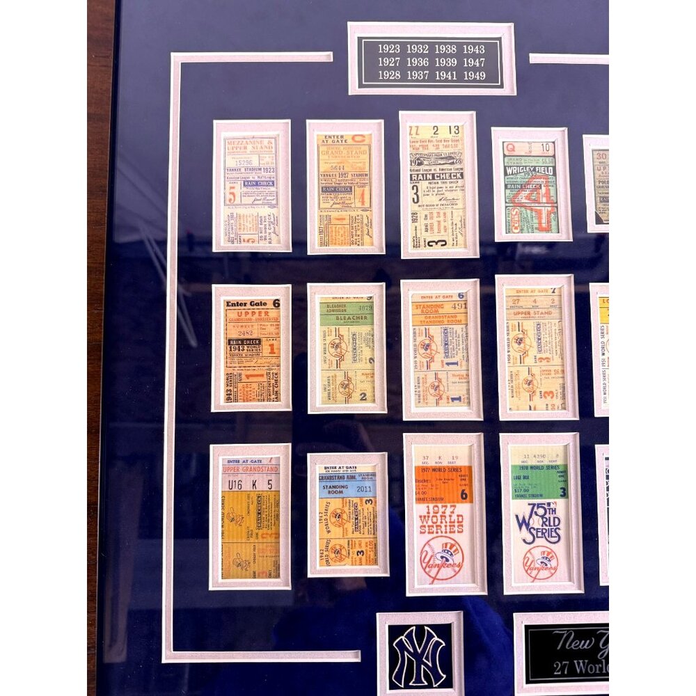 New York Yankees 27 World Championships Ticket Stubs Framed Display MLB 31x24 - Picture 3 of 9